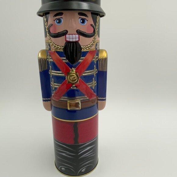Tin Toy Soldier Nutcracker Empty Cookie Holiday Metal Can Box Container 12" - Picture 4 of 9